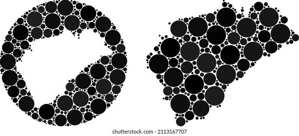 Vector mosaic Segovia Province map of round parts. Mosaic geographic Segovia Province map designed as hole from circle with round parts in black colors. Dotted vector mosaic Segovia Province map.