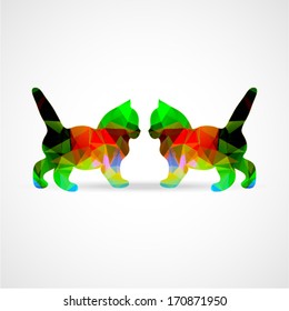 vector mosaic silhouettes of cats