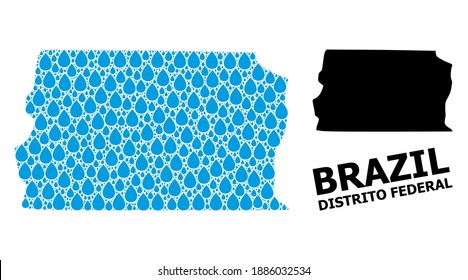 Vector mosaic and solid map of Brazil - Distrito Federal. Map of Brazil - Distrito Federal vector mosaic for clean water ads. Map of Brazil - Distrito Federal is created with blue pure aqua dews.