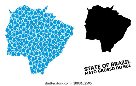 Mosaico vectorial y mapa sólido del estado de Mato Grosso do Sul. Mapa del mosaico vectorial del estado de Mato Grosso do Sul para anuncios de agua potable.