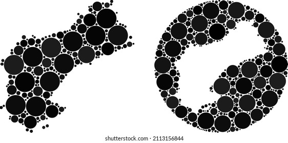 Vector mosaic Tarragona Province map of spheric dots. Mosaic geographic Tarragona Province map is constructed as stencil from round shape with spheric dots in black color hues.