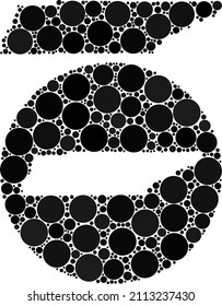 Vector Mosaic Tennessee State Map Of Sphere Parts. Mosaic Geographic Tennessee State Map Is Designed As Carved Shape From Round Shape With Circle Parts In Black Colors.