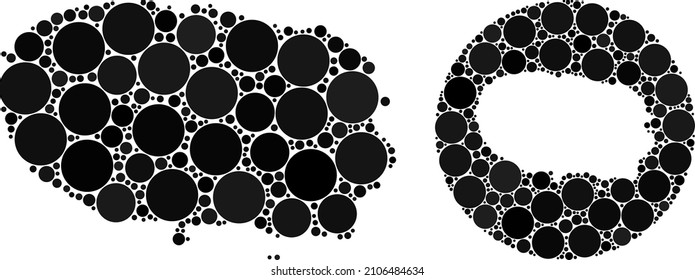 Vector mosaic Terceira Island map of round elements. Mosaic geographic Terceira Island map designed as carved shape from round shape with circle parts in black color hues.
