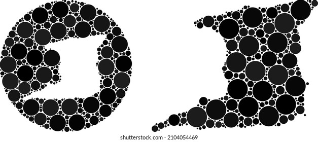 Vector mosaic Trinidad Island map of circle dots. Mosaic geographic Trinidad Island map designed as stencil from circle with spheric dots in black color hues. Dotted vector mosaic Trinidad Island map.