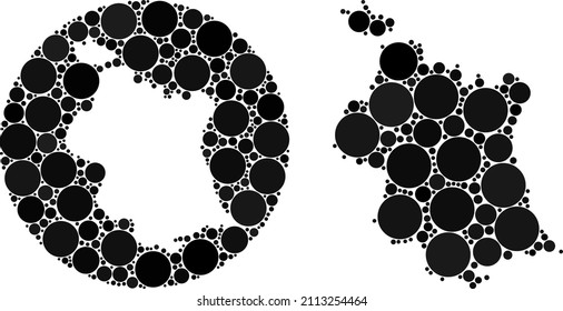 Vector mosaic Valencia Province map of circle elements. Mosaic geographic Valencia Province map is constructed as subtraction from round shape with round elements in black colors.