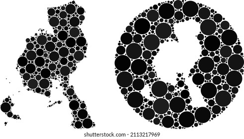 Vector mosaic Veraguas Province map of circle dots. Mosaic geographic Veraguas Province map is created as carved shape from round shape with round dots in black color hues.