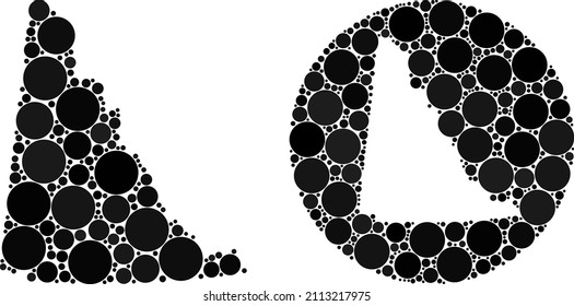 Vector mosaic Yukon Province map of circle elements. Mosaic geographic Yukon Province map is created as carved shape from circle with round elements in black color hues.