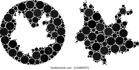 Vector mosaic Yunnan Province map of round dots. Mosaic geographic Yunnan Province map constructed as carved shape from round shape with round elements in black colors.