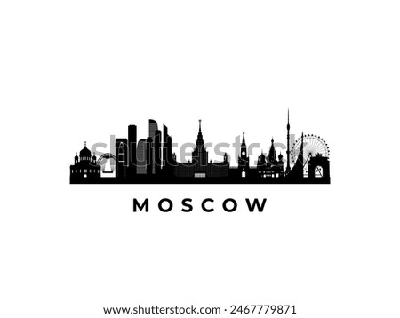 Vector Moscow skyline. Travel Moscow famous landmarks. Business and tourism concept for presentation, banner, web site.