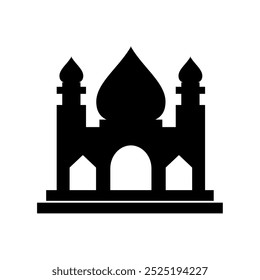 Vektor Moschee mit 3 Kuppeln und 3 Türen alle schwarz