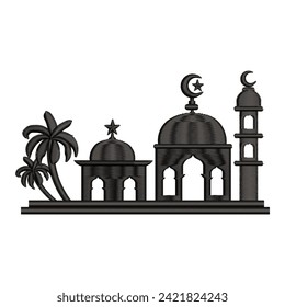 vector mosque icon template logo with unique embroidery style