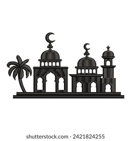 vector mosque icon template logo with unique embroidery style