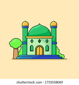 vector mosque - illustration cartoon prayer room cute in flat style