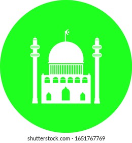 Vector of a mosque inside a circle with a green background