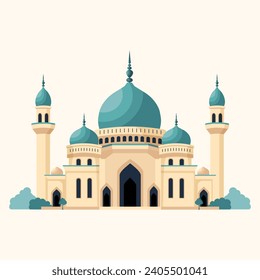 Mezquita vectorial. Diseño islámico. Elemento de Ramadán. Elemento árabe para saludos. 