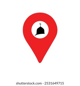 Vector mosque location pin icon. Mosque location.