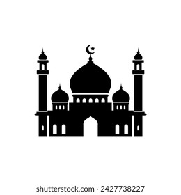 Vector mosque logo, ramadan kareem, ramadan mubarak, mosque silhouette illustration logo. on a white background.
