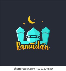 vector mosque of the night atmosphere of the night