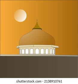 Vektormoschee der Nacht, beleuchtet durch Mondlicht