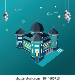 
vector of a mosque with night shades