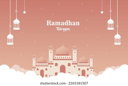 Vector mosque on the sky illustration for Ramadan Kareem