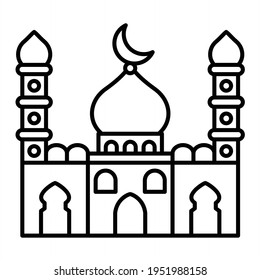 Vector Mosque Outline Icon Design
