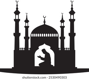 vector mosque silhouette icon illustration