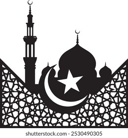vector mosque silhouette icon illustration