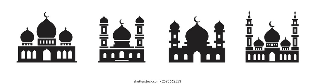 Vector Mosque Silhouette Icon Set