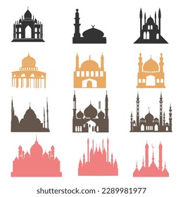 Vector mosque silhouette vector illustration design template