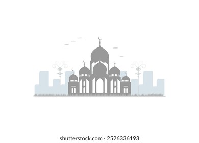 Silhueta de mesquita de vetor ilustração design estilizado de uma mesquita com uma mesquita minarete alta