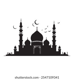 vector mosque silhouette with a white background