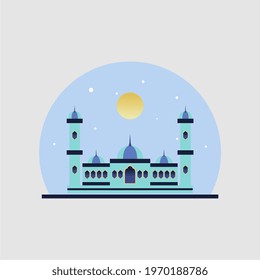 vector mosques during the day, used as icons, posters, banners, on Islamic themes, Ramadan, etc.