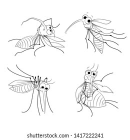 Vector mosquito collection - cartoon line isolated illustration