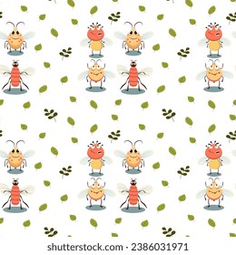 Vector Mosquito seamless cartoon flat