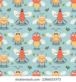 Vector Mosquito seamless cartoon flat