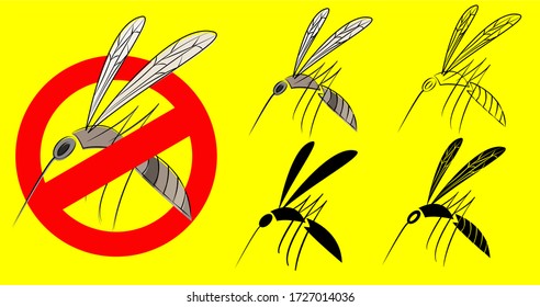 Vector mosquito set. No mosquitoes. Different style in vector.