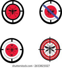 Vector Mosquito Target Icons – Pest Control Symbols and Insect Repellent Graphics