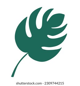 Ilustración plana vectorial mostera. Hoja de Monstera aislada