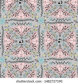 vector Moth reflected repeat pattern