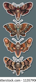 Vector Moth Set Traditional Tattoo Arts