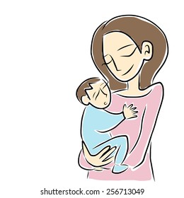 Vector mother with baby