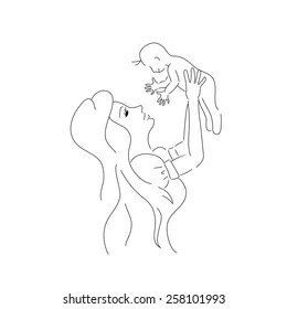 Vector mother baby. Mother day card.  File format eps 10