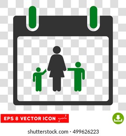 Vector Mother Calendar Day EPS vector pictogram. Illustration style is flat iconic bicolor green and gray symbol on a transparent background.