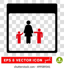 Vector Mother Calendar Page EPS vector pictogram. Illustration style is flat iconic bicolor intensive red and black symbol on a transparent background.