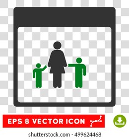 Vector Mother Calendar Page EPS vector pictograph. Illustration style is flat iconic bicolor green and gray symbol on a transparent background.