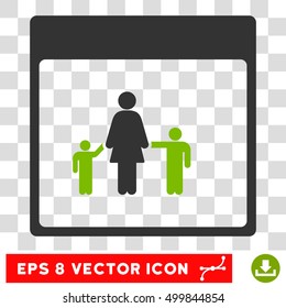 Vector Mother Calendar Page EPS vector icon. Illustration style is flat iconic bicolor eco green and gray symbol on a transparent background.