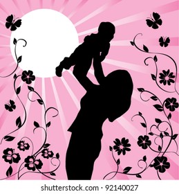 vector mother and child