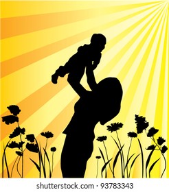 vector mother and child