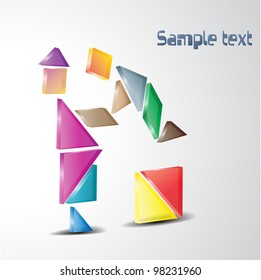 Vector mother and child characters created from transparent tangram pieces, Happy MotherÃ?Â´s day greeting card